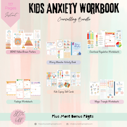 Kids Anxiety Workbook counselling bundle